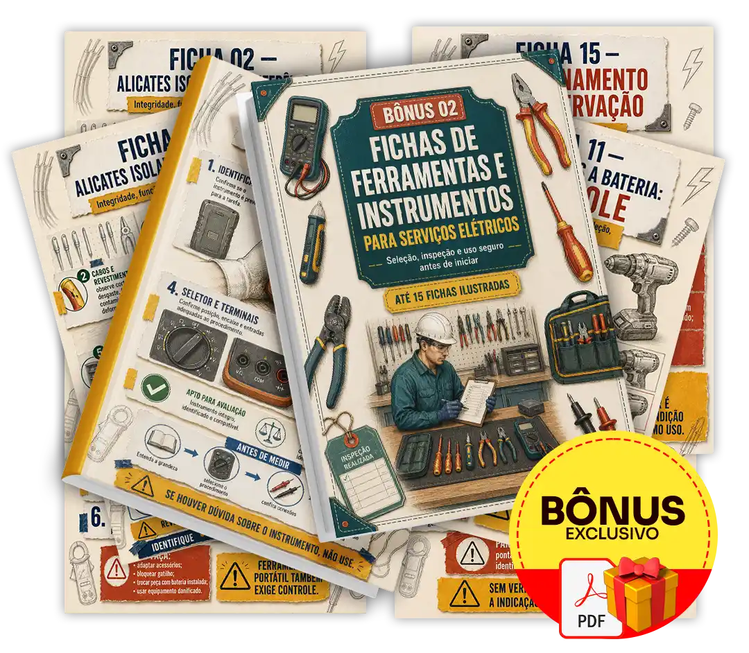 Mockup do bônus Fichas de Ferramentas e Instrumentos para Serviços Elétricos